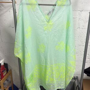 Mint Green Floral Cover Up - ONE SIZE - BRAND NEW - 100% Organic Cotton